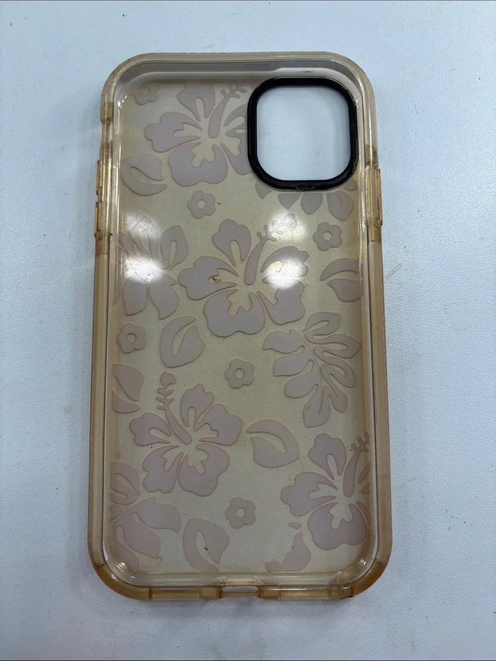 Amazon Clear Phone Case with Pink Floral Hibiscus Pattern iPhone 11